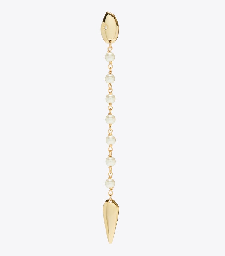 Tory Burch designer ohrringe Gerader Snake Ohrring in Tory Gold / Pearl detail