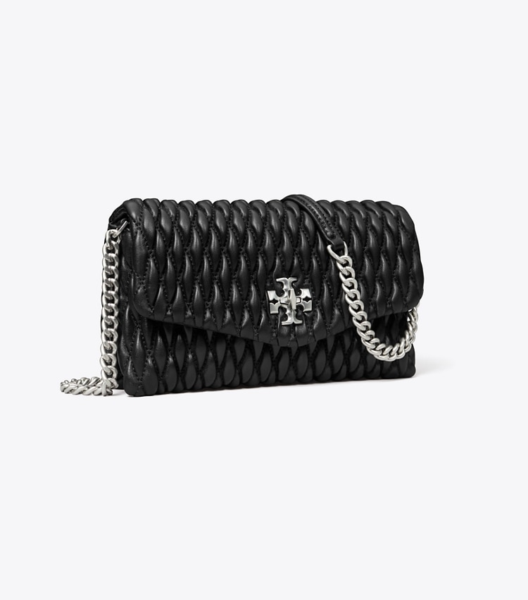 Tory Burch designer kleine taschen Geraffte Kira Geldbörse mit Kette in Black angle
