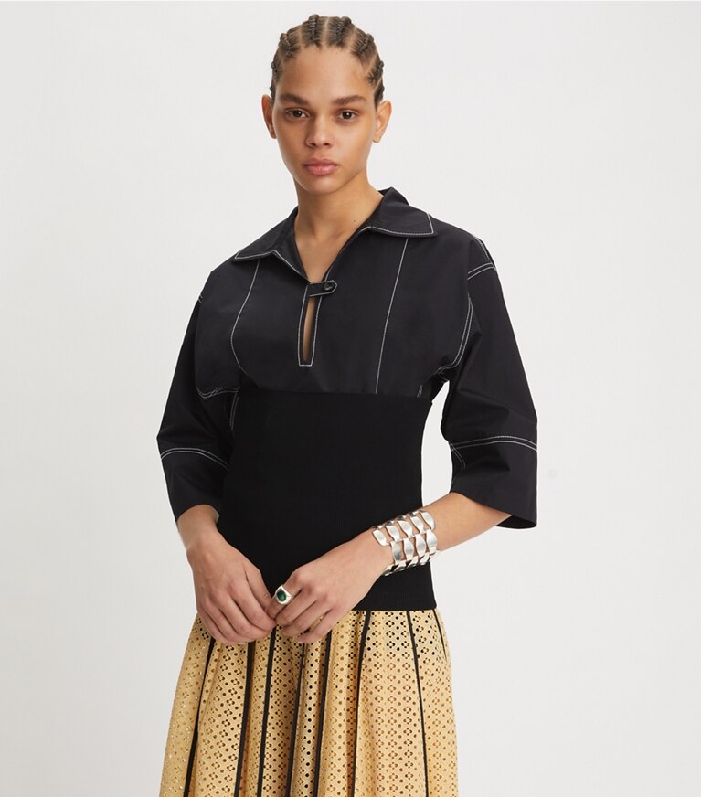 Tory Burch designer strickware Geripptes Bandeau in Black on model detail