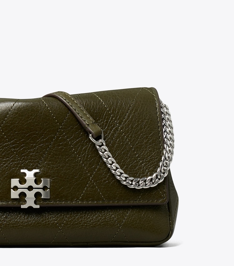 Tory Burch designer crossbody bags Gesteppte Charlie Crossbody Bag mit Kette in Dark Olive detail