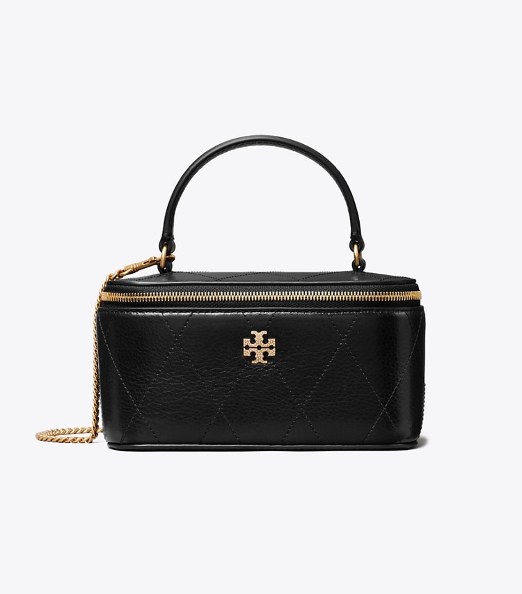 Tory Burch designer crossbody bags Gesteppte Charlie Pavé-Kosmetiktasche in Black front