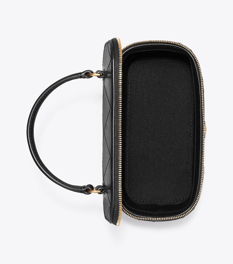 Tory Burch designer crossbody bags Gesteppte Charlie Pavé-Kosmetiktasche in Black von oben