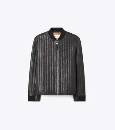 Tory Burch designer jacken Gesteppte Lederjacke in Black front