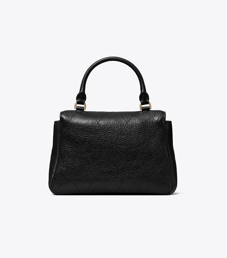 Tory Burch designer crossbody bags Gesteppte Mini Charlie Crossbody Bag mit Tragegriff oben in Black zurück