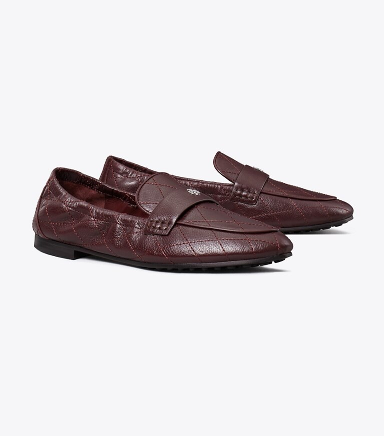 Tory Burch designer loafers Gesteppter Ballet Loafer in DARK CARMINE angle