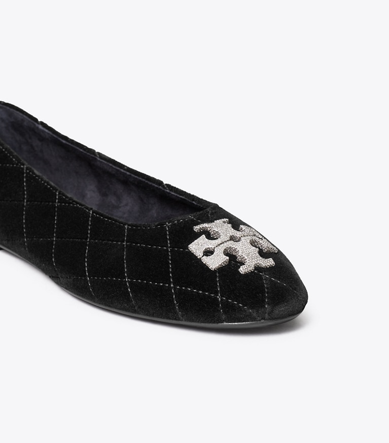 Tory Burch designer loafers Gesteppter Charlie Pavé-Ballerina in PERFECT BLACK detail