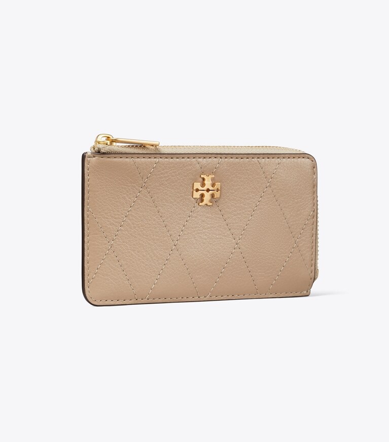 Tory Burch designer kartenetuis Gestepptes Charlie Kartenetui mit Reißverschluss in Soft Cement angle