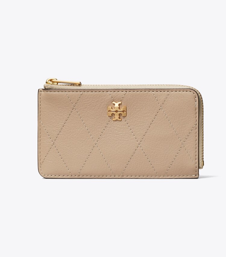 Tory Burch designer kartenetuis Gestepptes Charlie Kartenetui mit Reißverschluss in Soft Cement front