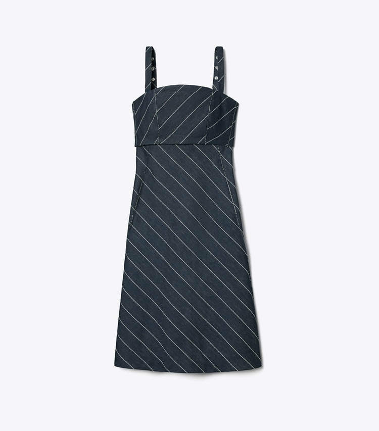 Tory Burch designer kleider Gestreiftes Baumwollkleid in Navy/Ivory front