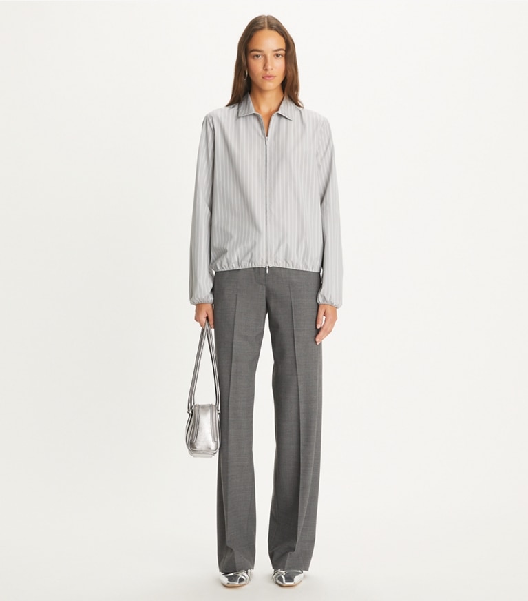 Tory Burch designer oberteile Gestreiftes Baumwolltop in Medium Grey/White front