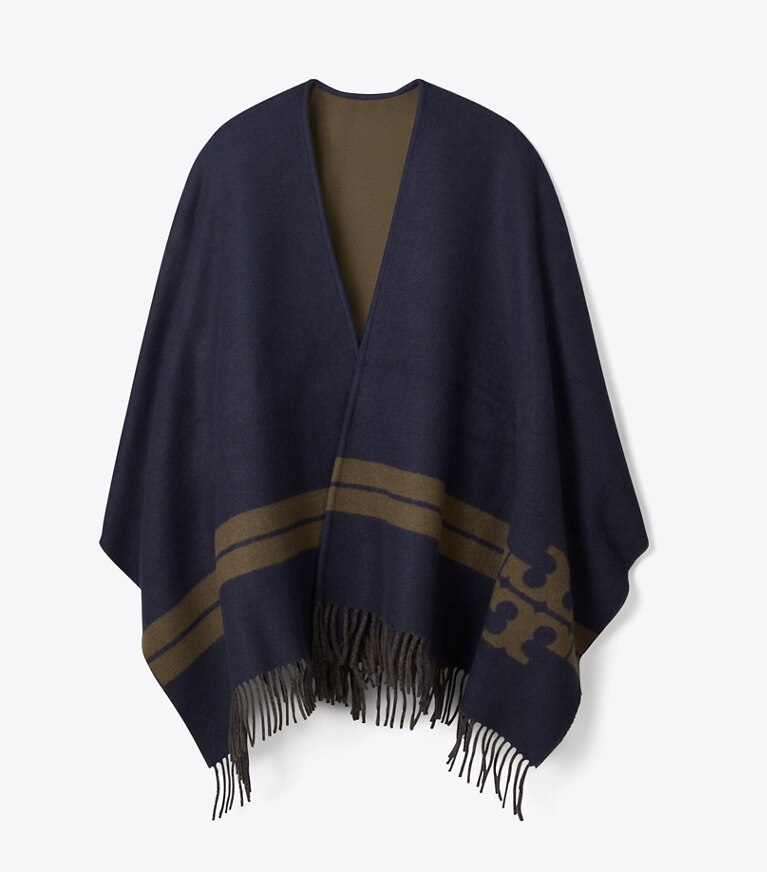 Tory Burch designer gesichtsmasken Gestreiftes Cape in Striped Logo Cape Navy front