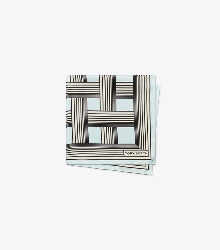 Tory Burch designer schals Gestreiftes Halstuch mit Farbverlauf in Gradual Stripe Blue folded