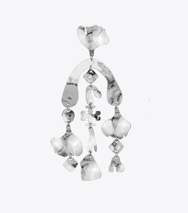 Tory Burch designer ohrringe Gestufter Roxanne Ohrring in Antique Tory Silver front