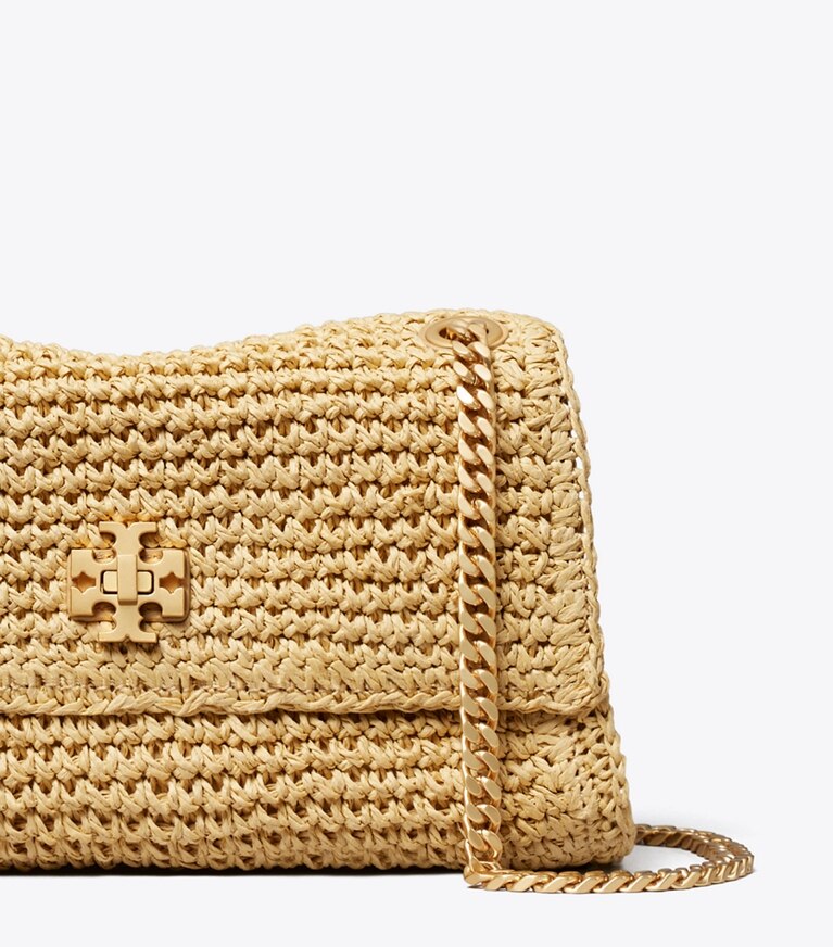 Tory Burch designer schultertaschen Gewebte Mini Kira Schultertasche mit Drehverschluss in Natural detail