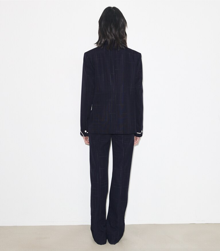 Tory Burch designer giacche Giacca Buddy in lana in Dark Navy / Copper on model back