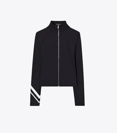 Tory Burch designer tops Giacca Chevron con zip integrale in BLACK front