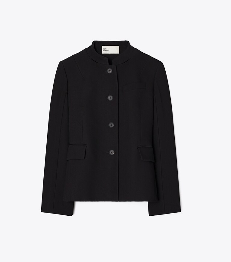 Tory Burch designer giacche Giacca in crêpe di cotone e viscosa in BLACK front