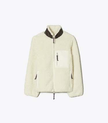 Tory Burch designer cappotti Giacca in felpa color-block in Ivory front