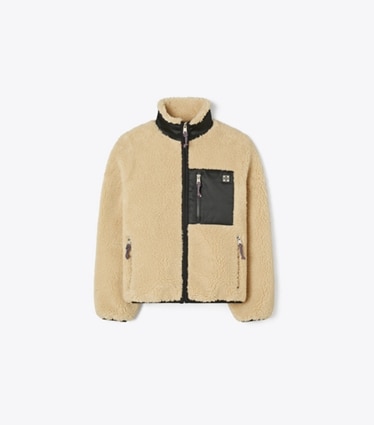 Tory Burch designer cappotti Giacca in felpa color-block in Oatmeal front