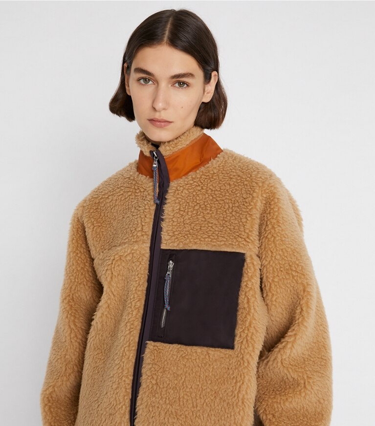 Tory Burch designer cappotti Giacca in felpa in CAMEL front