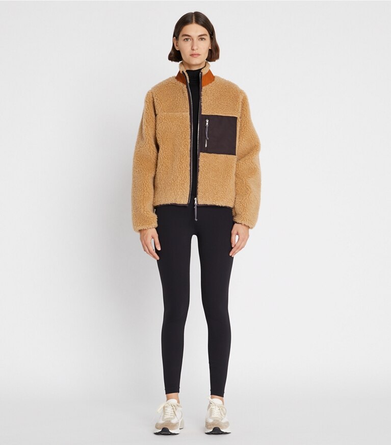 Tory Burch designer cappotti Giacca in felpa in CAMEL front