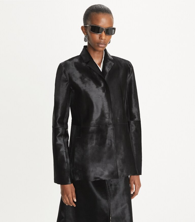 Tory Burch designer giacche Giacca in pelle di vitello in Black front