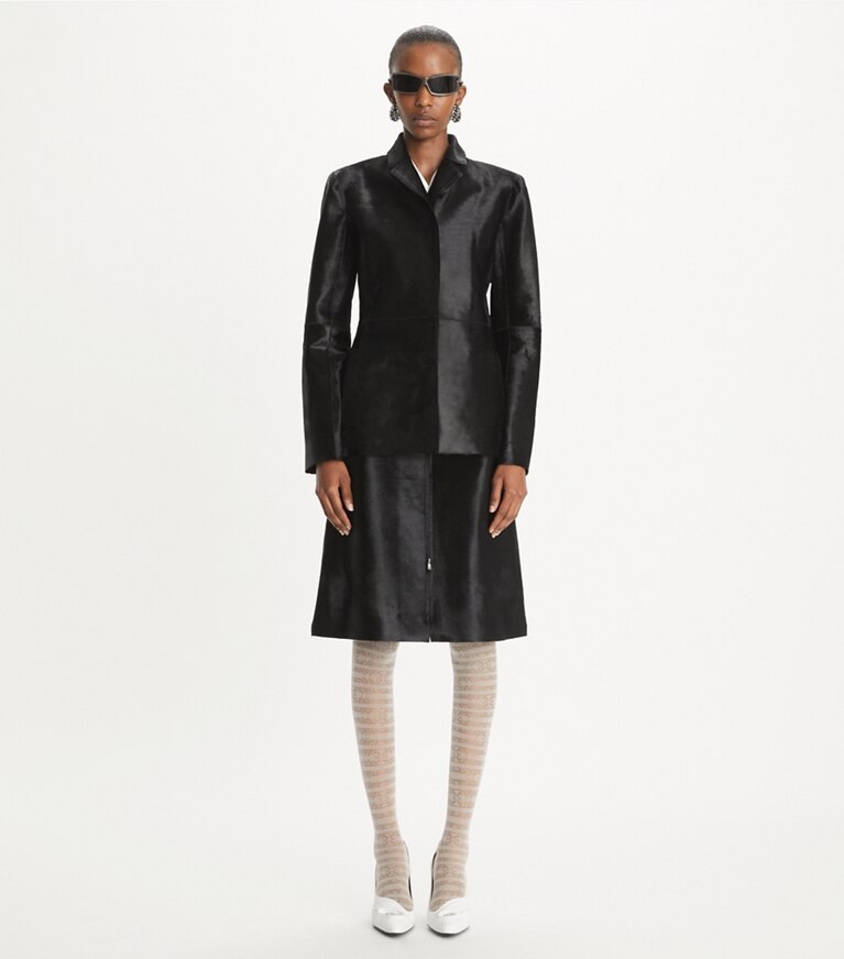 Tory Burch designer giacche Giacca in pelle di vitello in Black front
