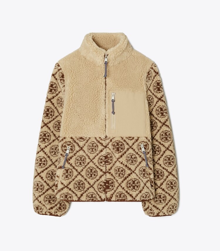 Tory Burch designer cappotti Giacca in pile T Monogram in Oatmeal front