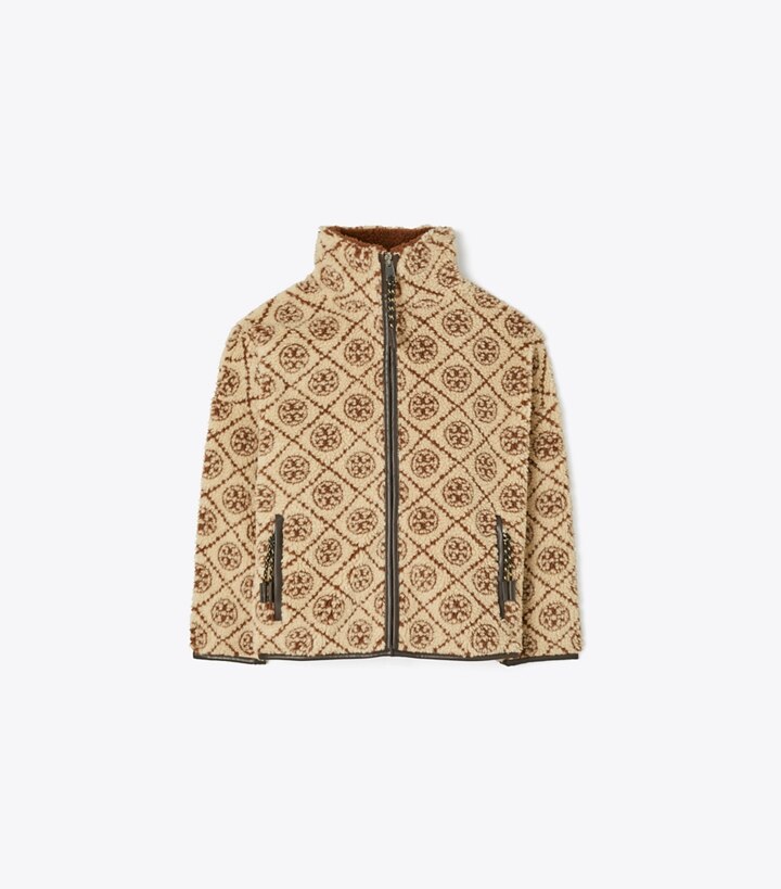 Tory Burch designer cappotti Giacca in pile T Monogram in Oatmeal front