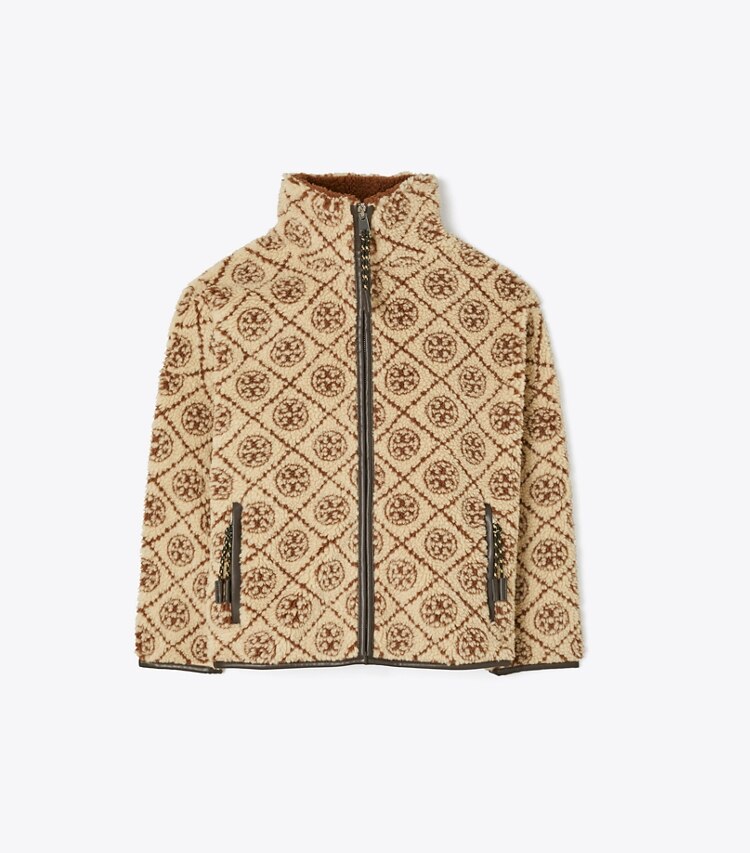 Tory Burch designer cappotti Giacca in pile T Monogram in Oatmeal front