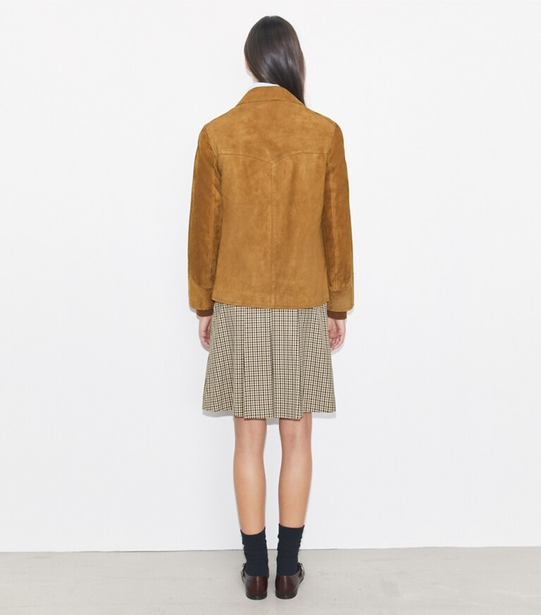Tory Burch designer giacche Giacca in suede in Hazelnut Suede on model back