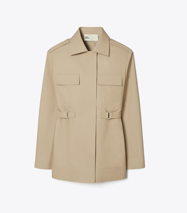 Tory Burch designer giacche Giacca in tela in Silver Taupe front