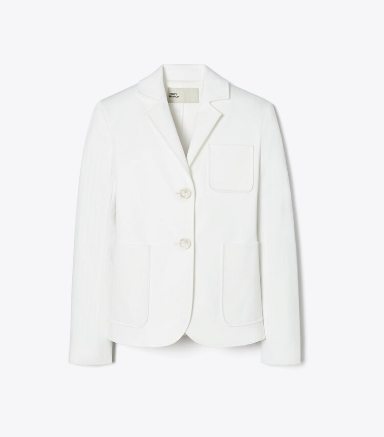 Tory Burch designer giacche Giacca in twill di cotone in White front