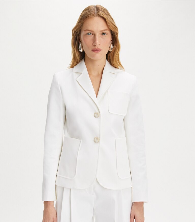 Tory Burch designer giacche Giacca in twill di cotone in White front