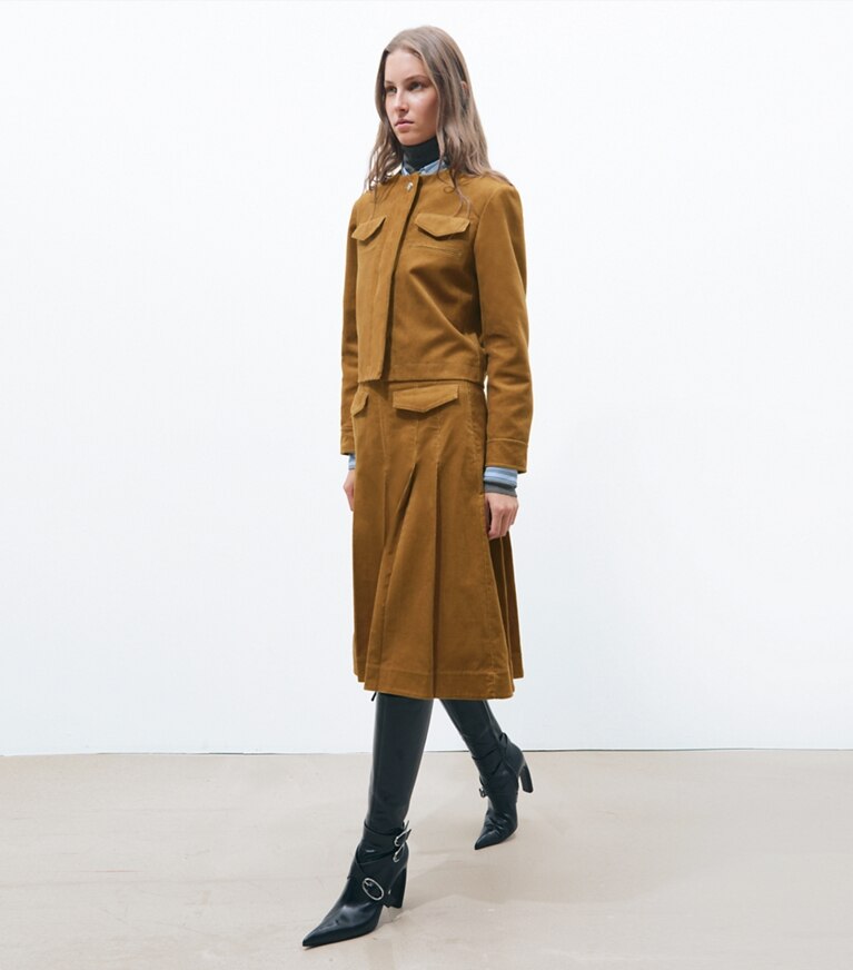Tory Burch designer giacche Giacca in velluto a coste in Terracotta additional on model