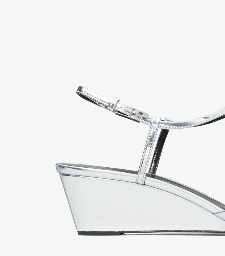 Tory Burch designer escarpins Gigi, chaussure à talon compensé salomé dans PLATINUM détails
