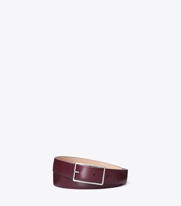 Tory Burch designer belts Gigi Belt in Dark Carmine / Silver front