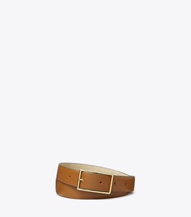 Tory Burch designer belts Gigi Belt in Aged Tan / GOLD front