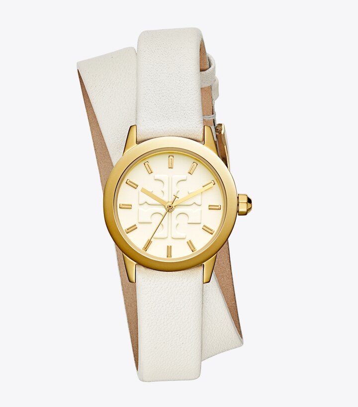Gigi Double-Wrap Watch, Ivory Leather/Gold-Tone, 28 Mm: Women's Watches |  Strap Watches | Tory Burch EU