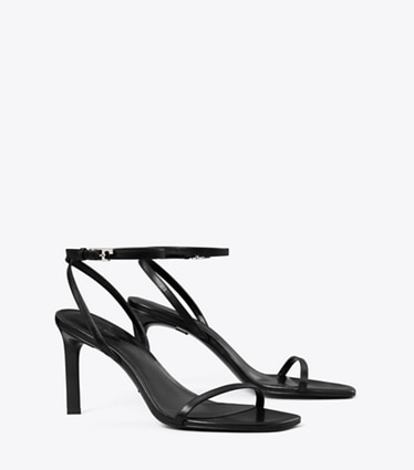 Tory Burch designer sandals Gigi Heeled Sandal in BLACK angle
