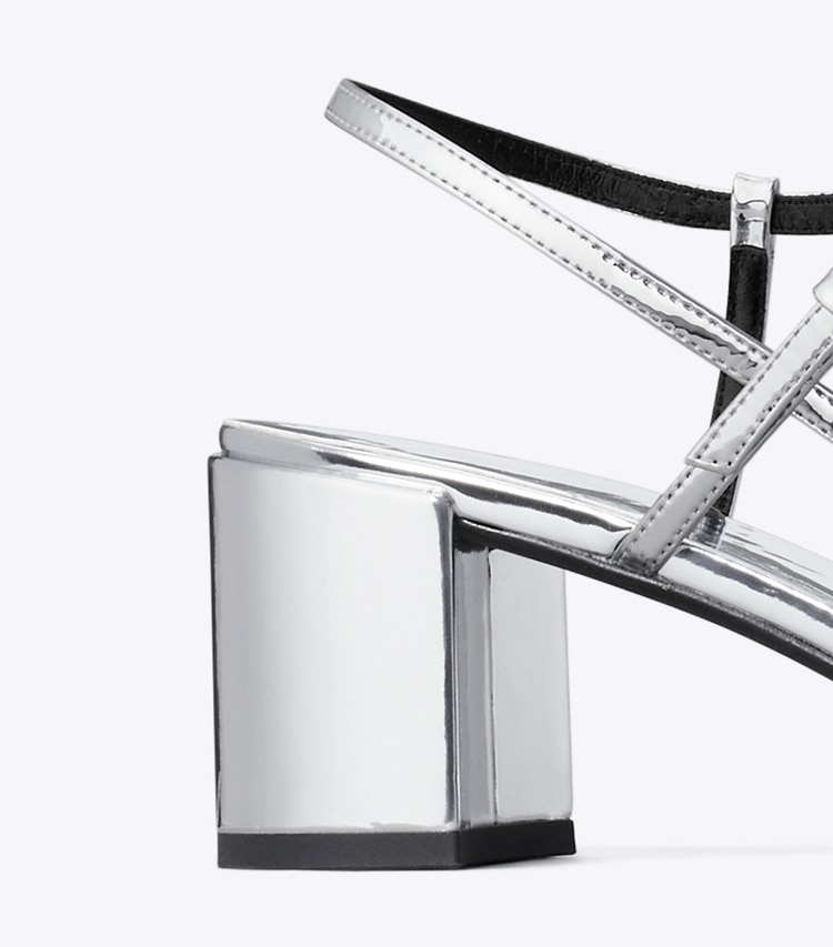 Tory Burch designer sandals Gigi Heeled Sandal in SILVER detail