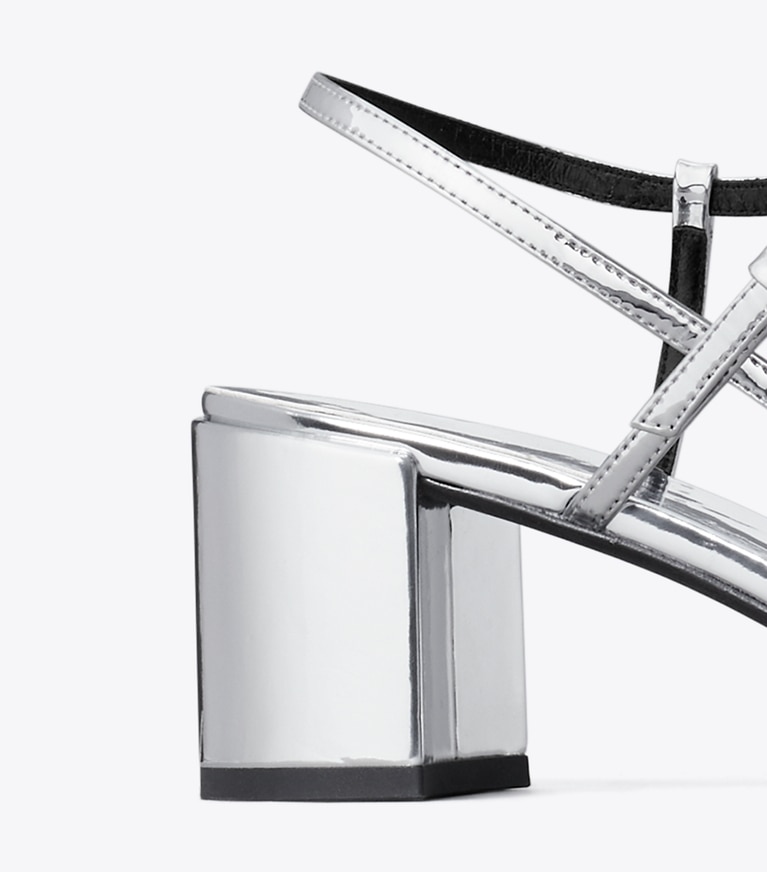 Tory Burch designer sandals Gigi Heeled Sandal in SILVER detail