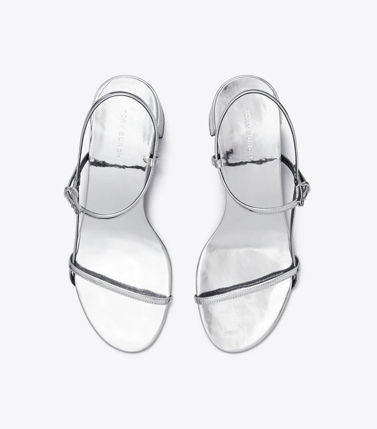 Tory Burch designer sandals Gigi Heeled Sandal in SILVER overhead