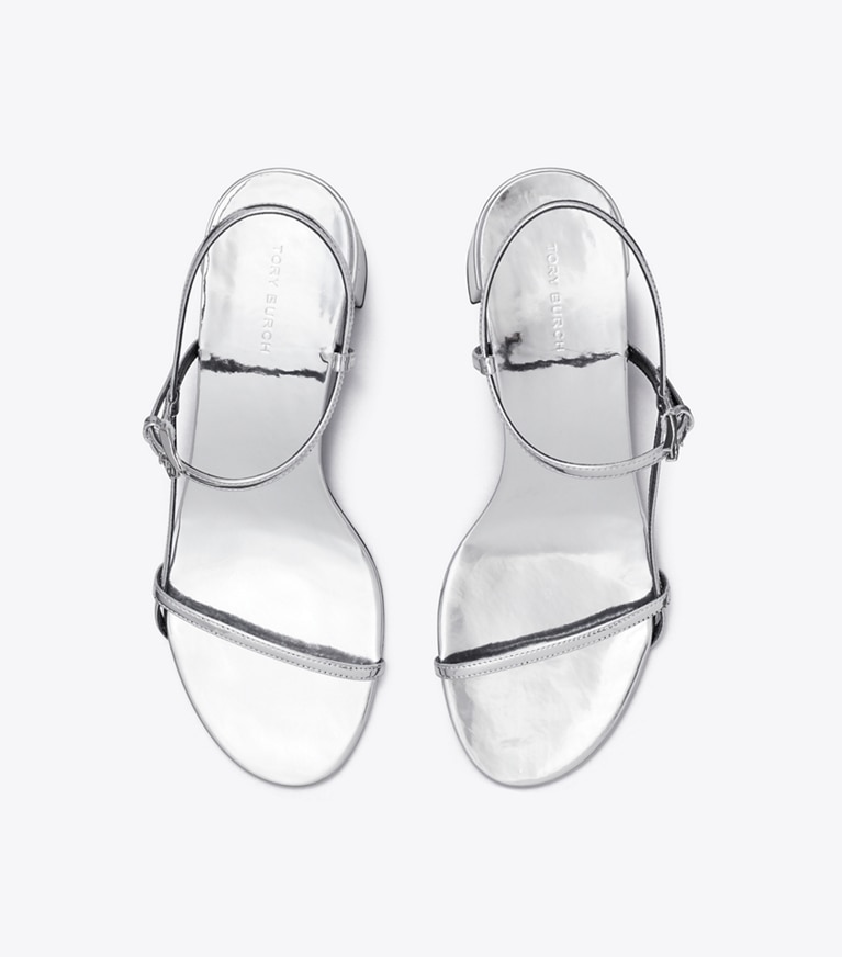Tory Burch designer sandals Gigi Heeled Sandal in SILVER overhead