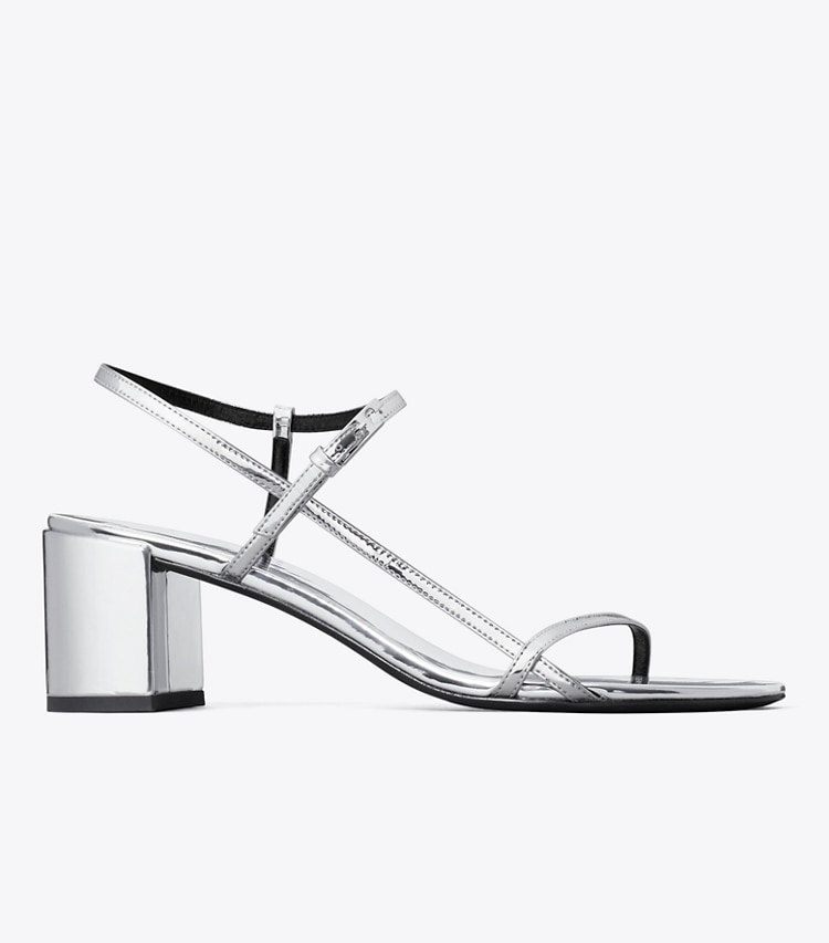 Tory Burch designer sandals Gigi Heeled Sandal in SILVER side