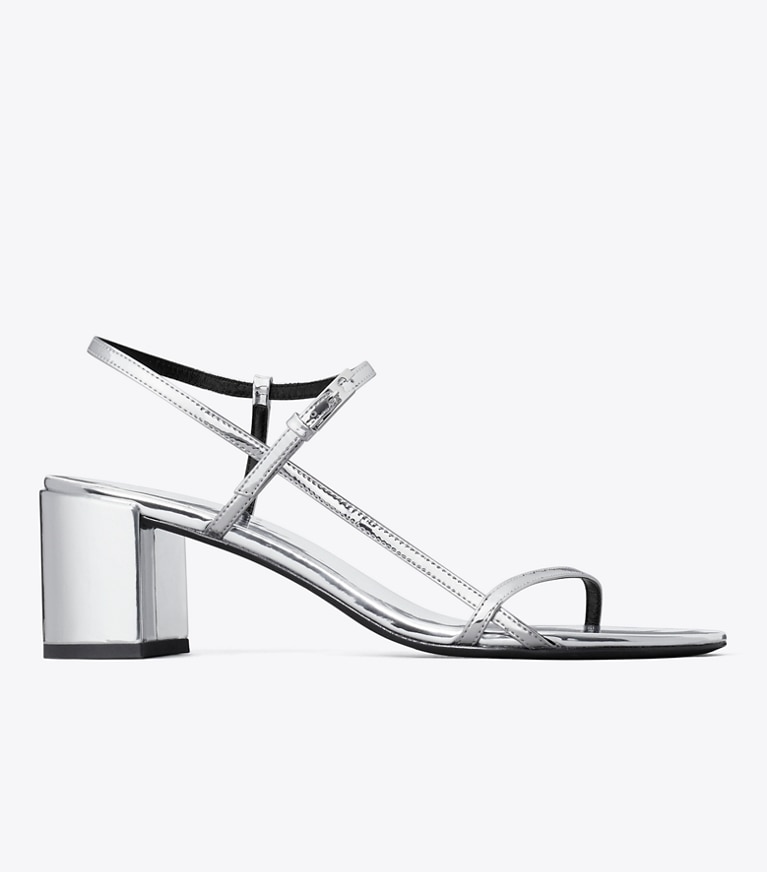 Tory Burch designer sandals Gigi Heeled Sandal in SILVER side