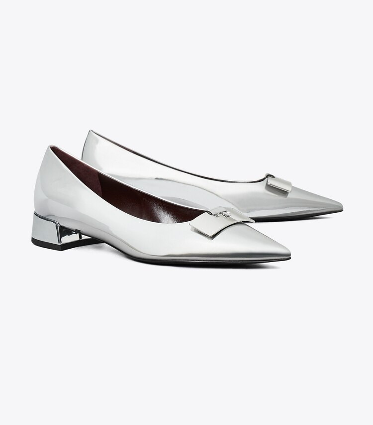 Tory Burch designer flats Gigi Petite Pump in ARGENTO / SILVER angle