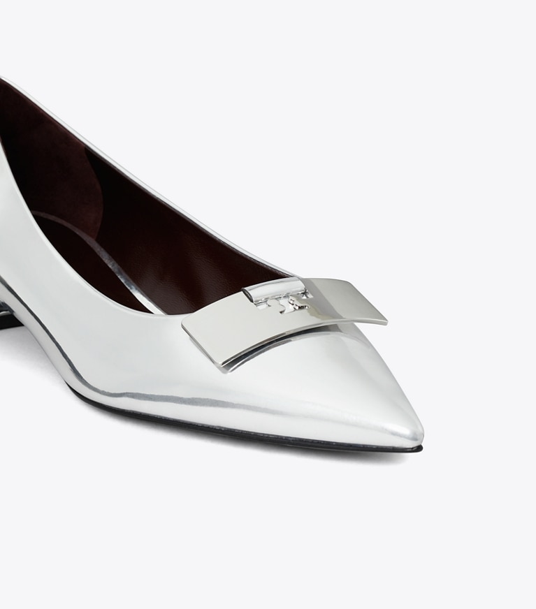 Tory Burch designer flats Gigi Petite Pump in ARGENTO / SILVER angle