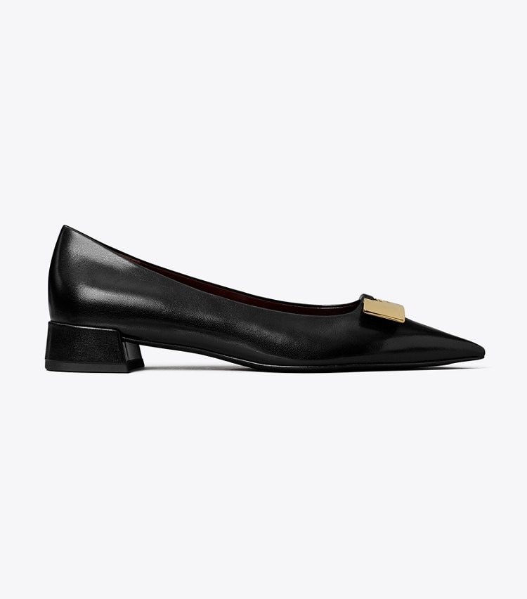 Tory Burch designer flats Gigi Petite Pump in PERFECT BLACK / GOLD side