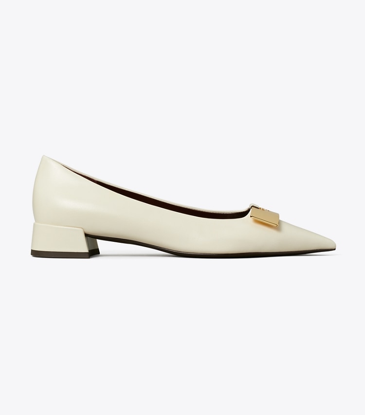 Tory Burch designer flats Gigi Petite Pump in LIGHT CREAM / GOLD side